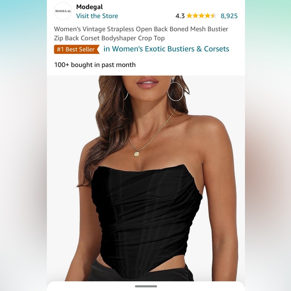 Strapless Open Back Boned Mesh Bustier Zip Back Corset Bodyshaper Crop Top